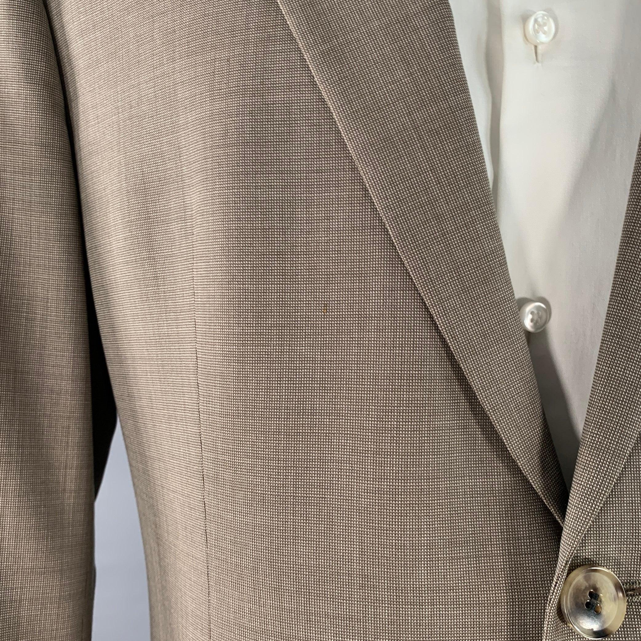 HUGO BOSS Talla 40 Regular Gris Taupe Nailhead Traje Lana Virgen en venta 4