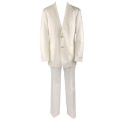 HUGO BOSS Size 40 White Cotton Notch Lapel Suit