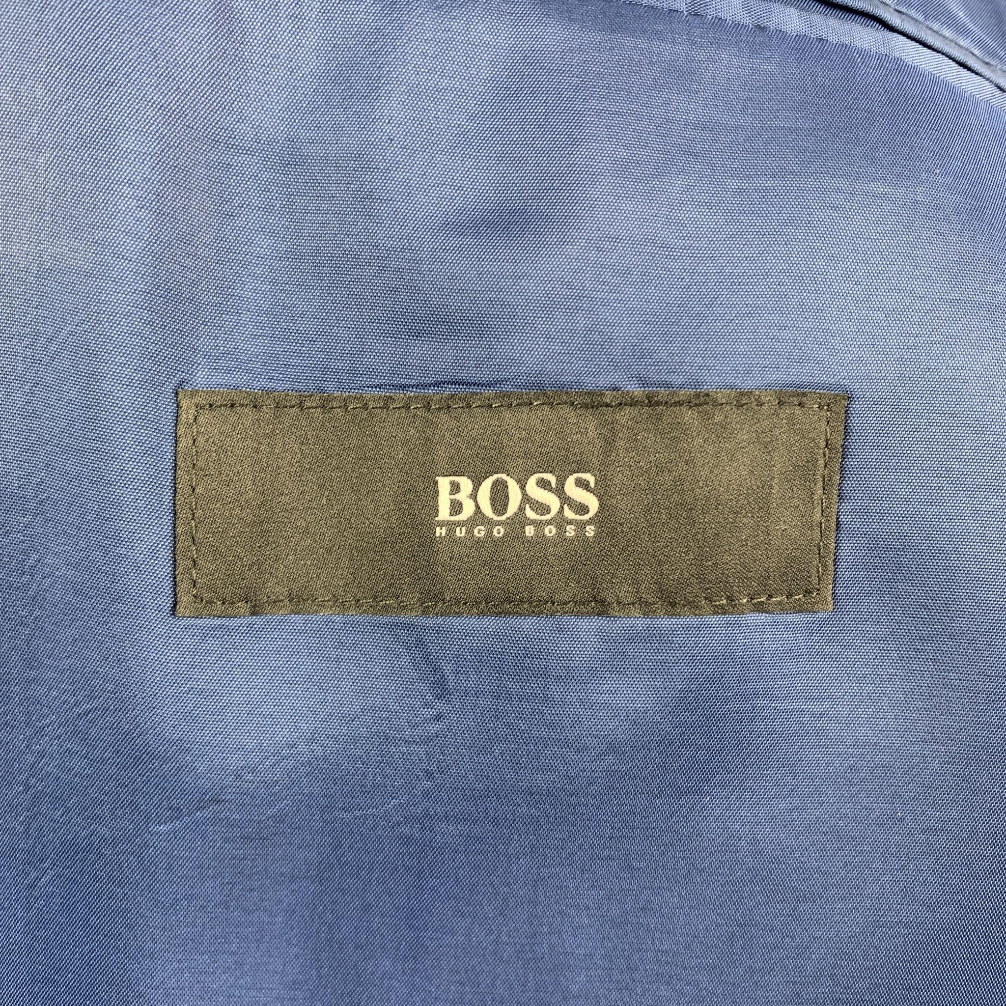 Men's HUGO BOSS Size 42 Navy Solid Virgin Wool Notch Lapel 34 x 32 Suit