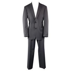 HUGO BOSS Size 42 Navy Solid Virgin Wool Notch Lapel 34 x 32 Suit