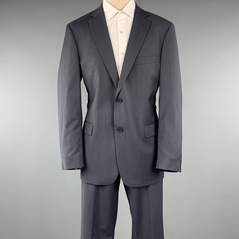 Hugo Boss charcoal pinstripe wool suit trousers 098