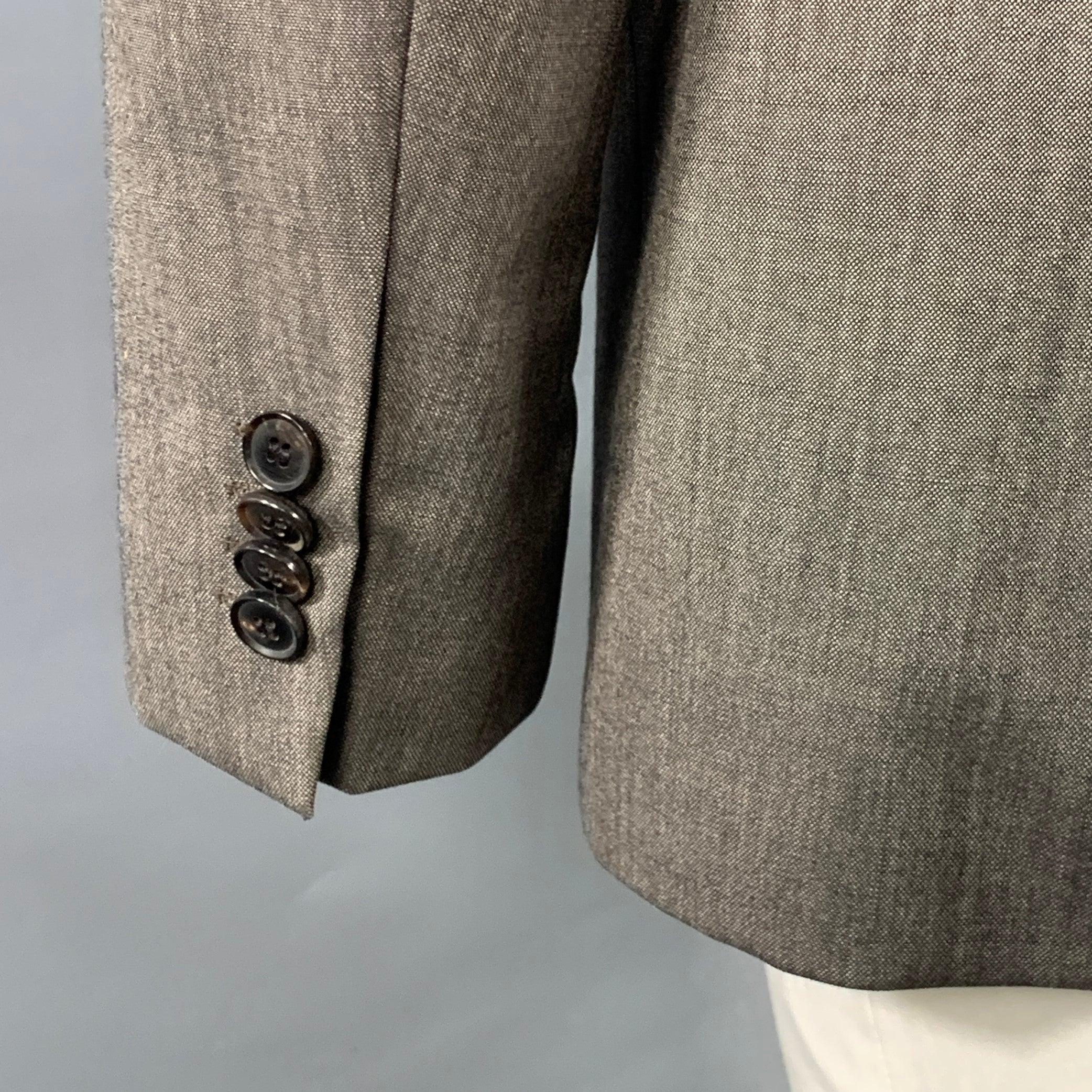De los hombres HUGO BOSS Talla 42 Regular Gris Lana virgen Abrigo de deporte con solapa de muesca en venta
