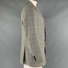 HUGO BOSS Größe 44 Schwarz-Weißer Glenplaid-Sportmantel aus Schurwolle