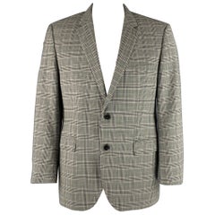 HUGO BOSS Größe 44 Schwarz-Weißer Glenplaid-Sportmantel aus Schurwolle
