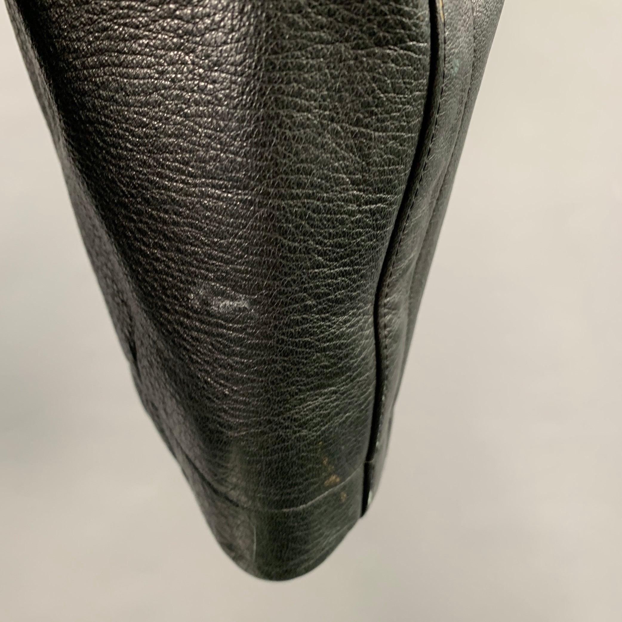 HUGO BOSS Größe 44 Crape Schwarzer einreihiger Ledermantel Herren