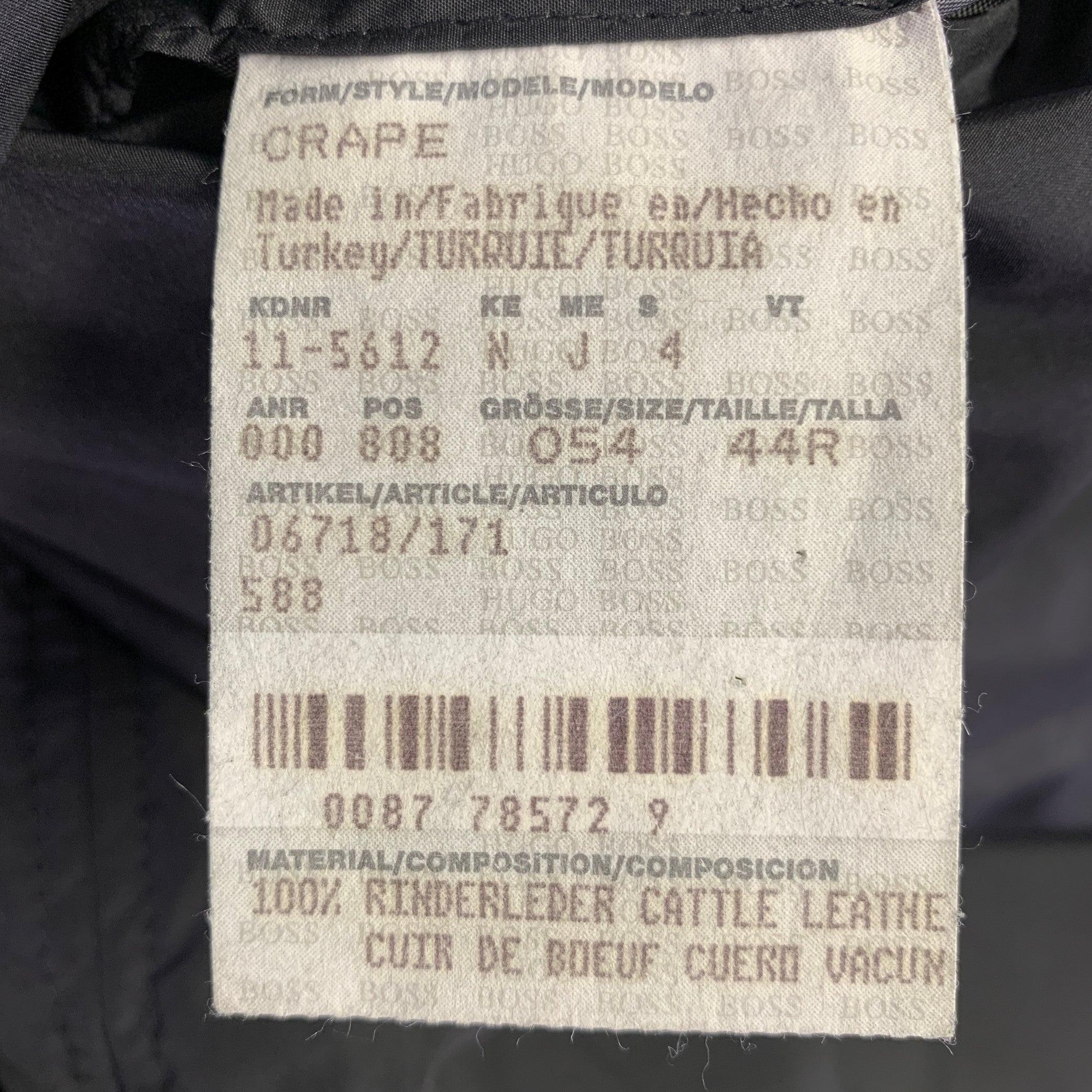 HUGO BOSS Größe 44 Crape Schwarzer einreihiger Ledermantel 2