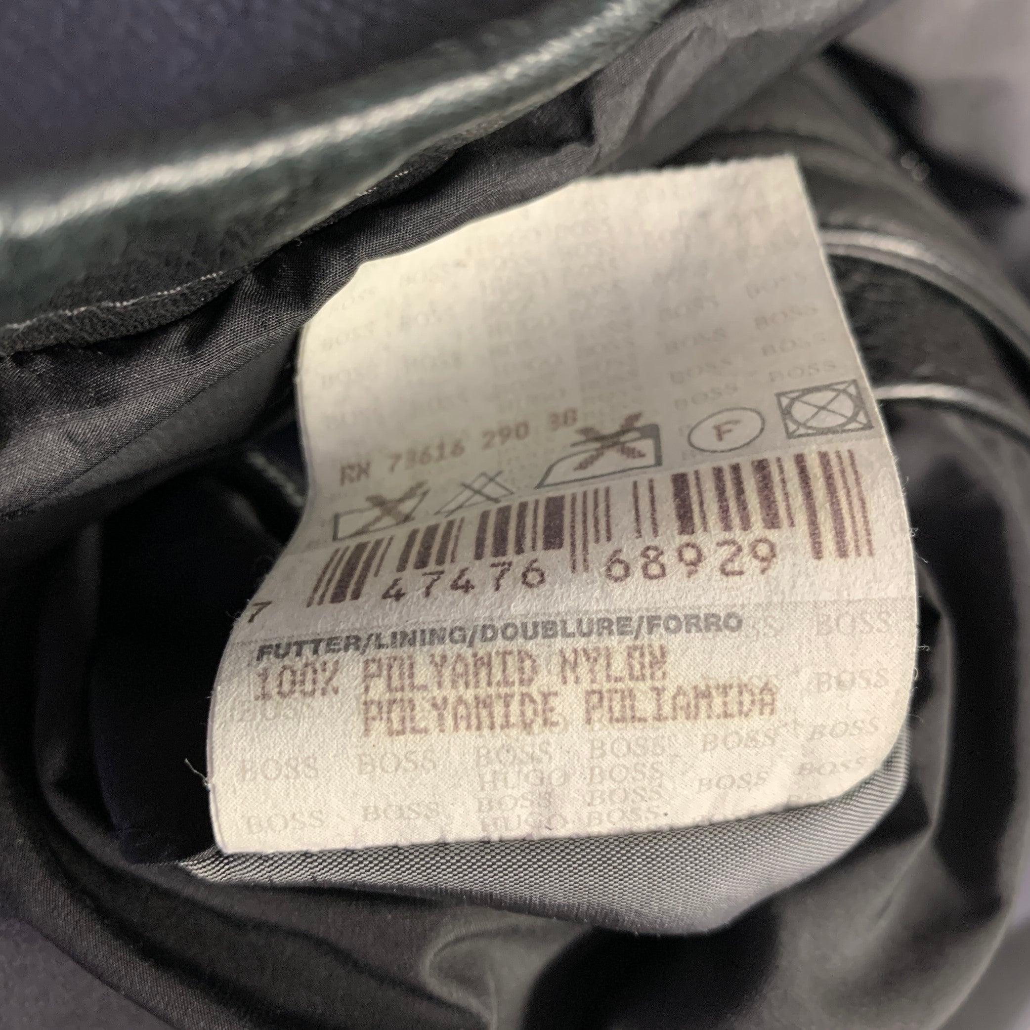 HUGO BOSS Größe 44 Crape Schwarzer einreihiger Ledermantel 3
