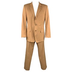 HUGO BOSS Size 44 Regular Tan Cotton Notch Lapel Suit