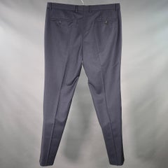 HUGO BOSS Größe 46 Marineblaue Schurwollmischung Flache Vorderseite Kleiderhosen