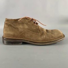 HUGO BOSS Größe 8.5 Tan Khaki Leder Square Toe Lace Up Schuhe
