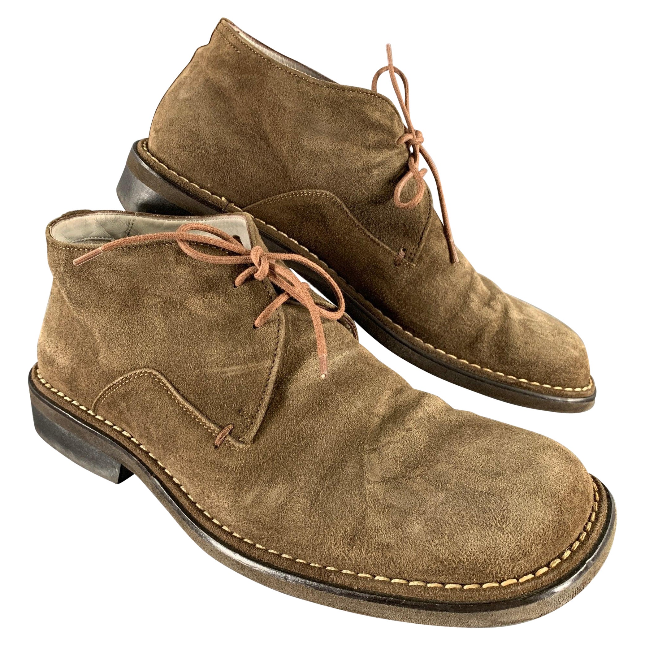 HUGO BOSS Size 8.5 Tan Khaki Leather Square Toe Lace Up Shoes