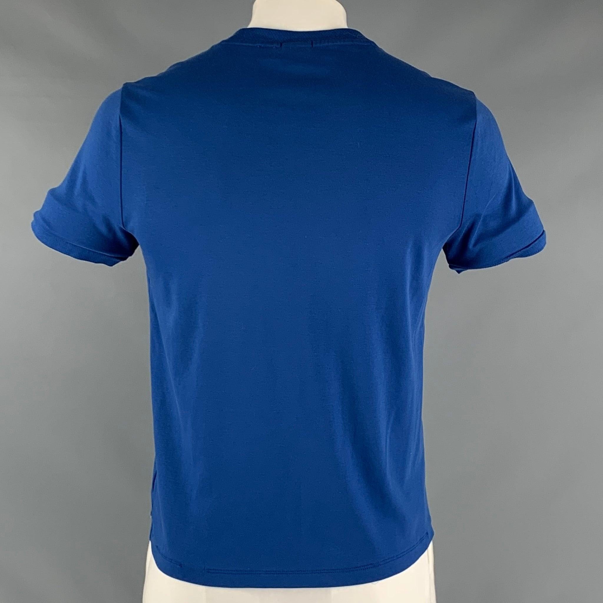 HUGO BOSS Size L Blue Cotton Short Sleeve T-shirt In Good Condition For Sale In San Francisco, CA