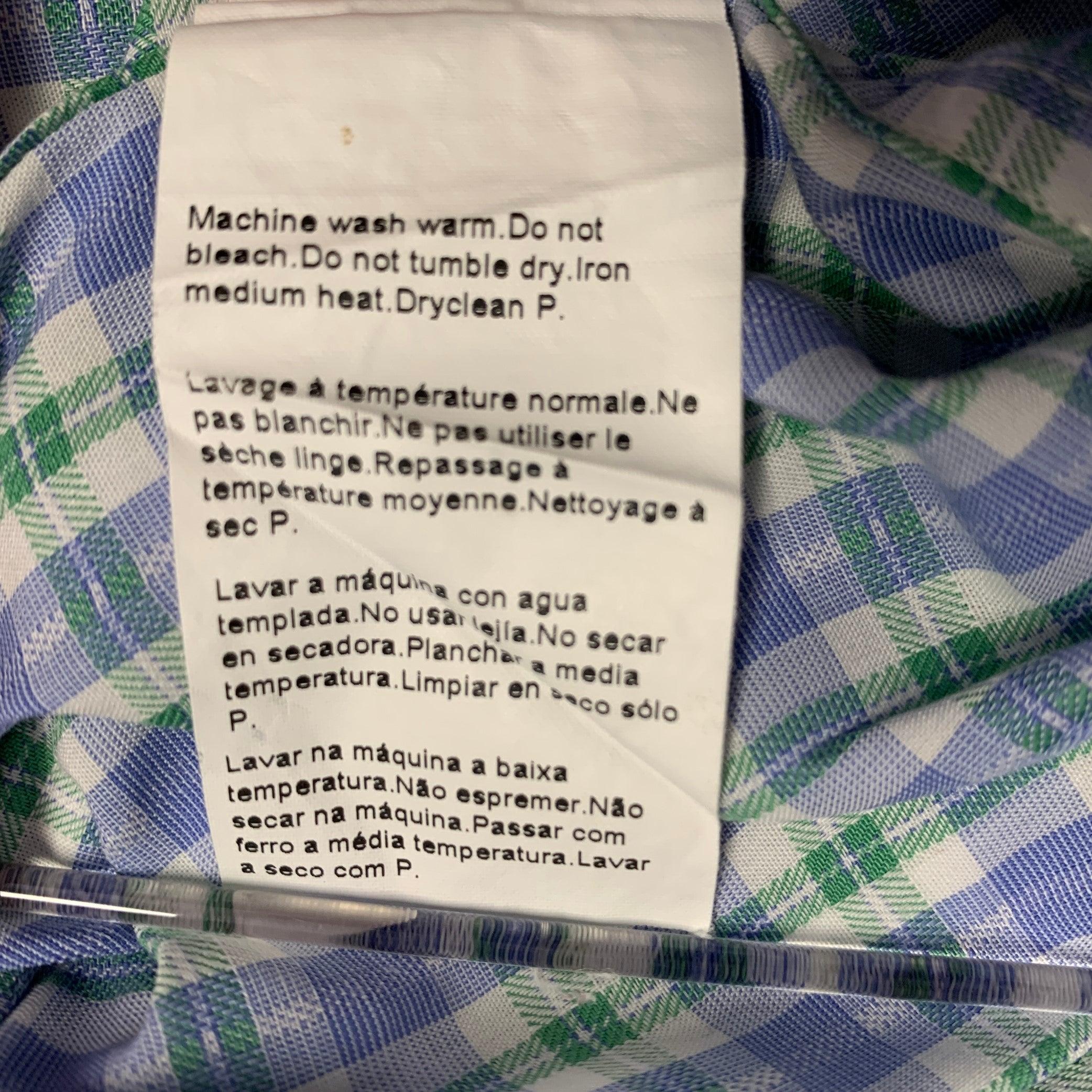 HUGO BOSS Size L Blue White Green Checkered Long Sleeve Shirt For Sale 2