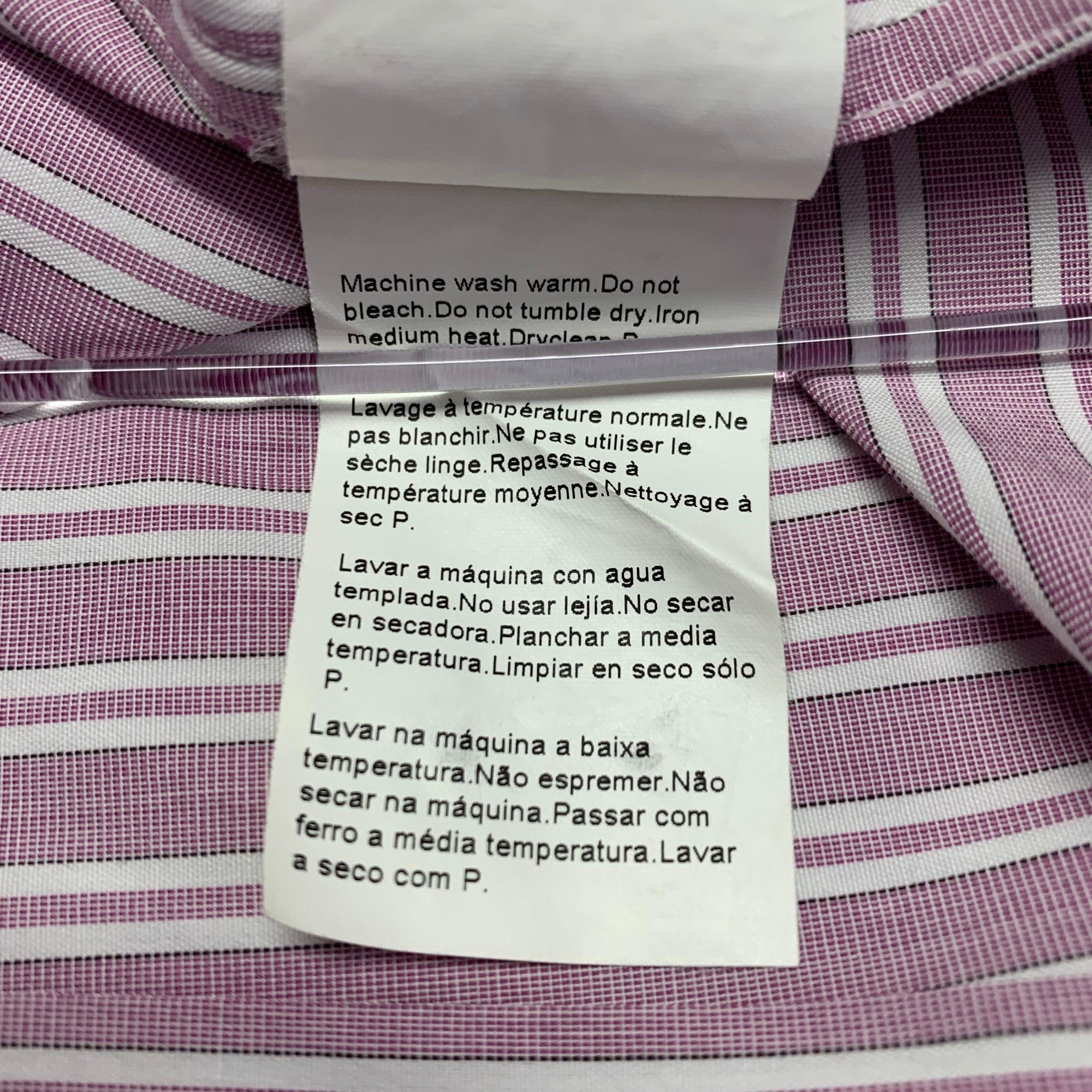 HUGO BOSS Size L Purple White Stripe Cotton Long Sleeve Shirt For Sale 3