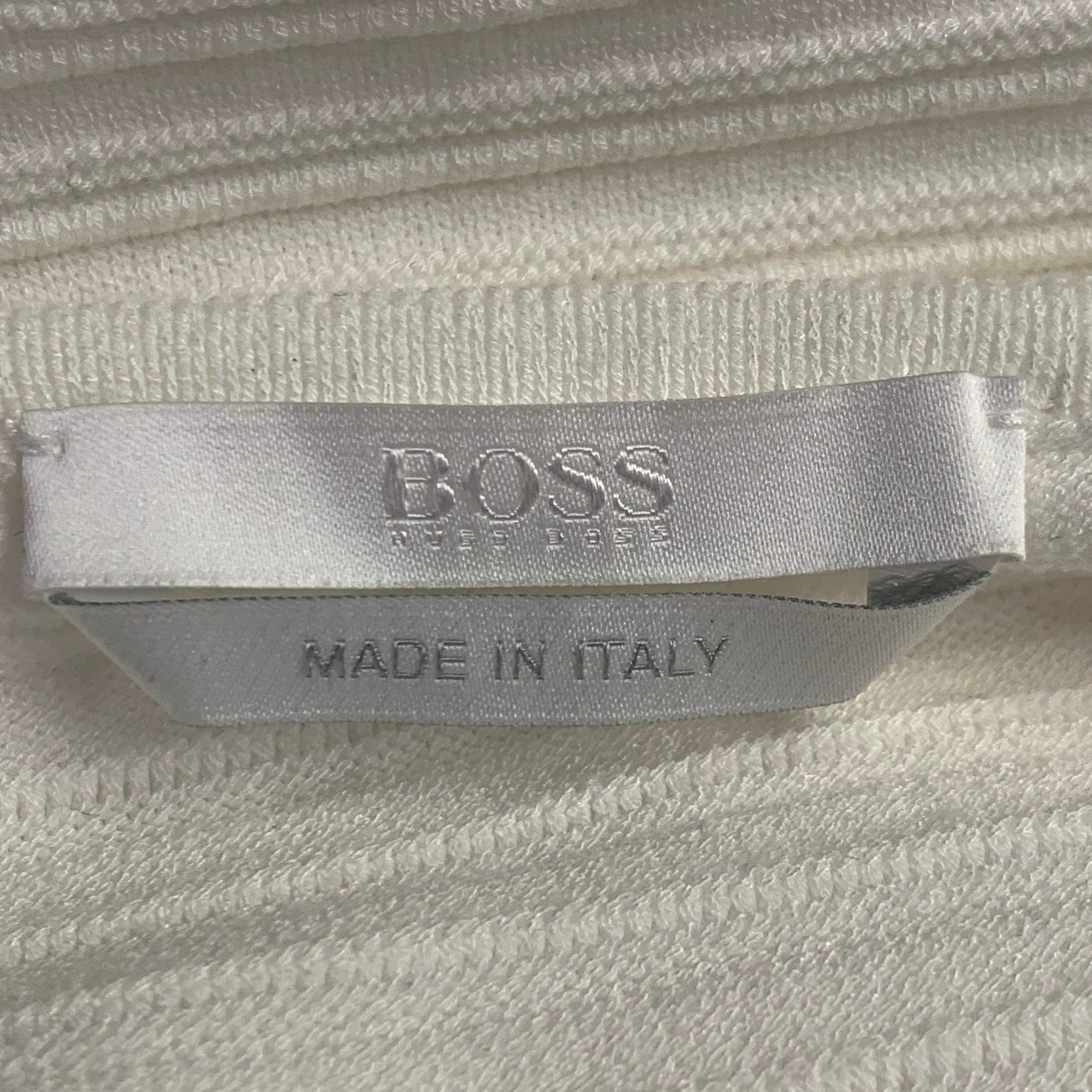 De las mujeres HUGO BOSS Tallas L Blanco Mezcla De Viscosa Top Casual De Manga Larga Acanalado en venta