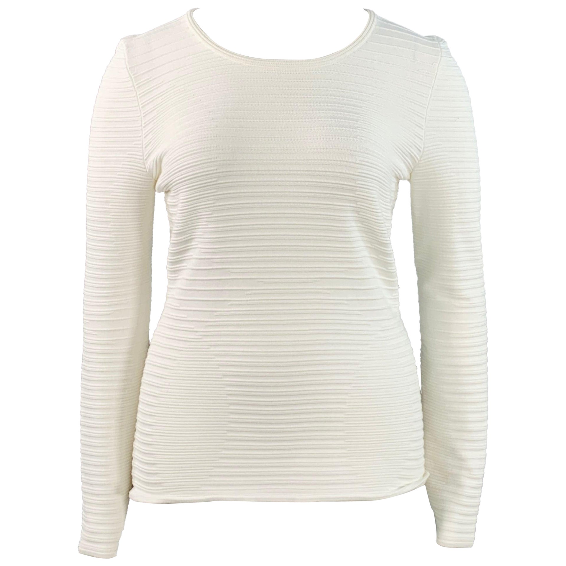 HUGO BOSS Tallas L Blanco Mezcla De Viscosa Top Casual De Manga Larga Acanalado en venta
