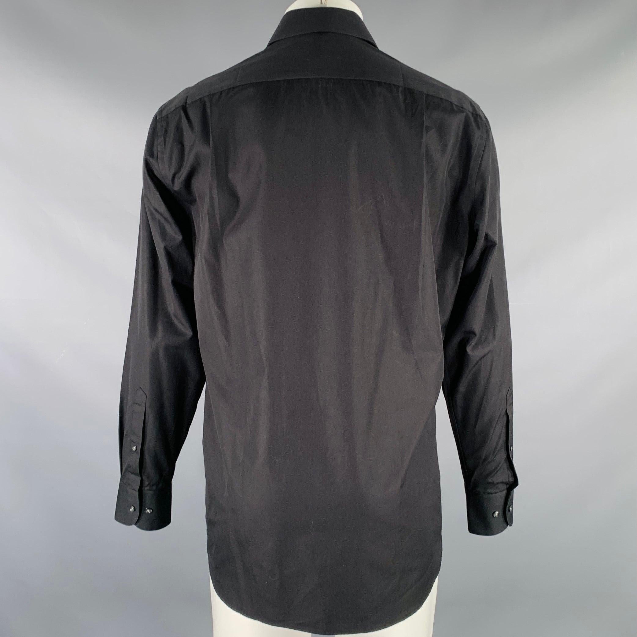 HUGO BOSS Size M Black Cotton Button Up Long Sleeve Shirt In Good Condition In San Francisco, CA