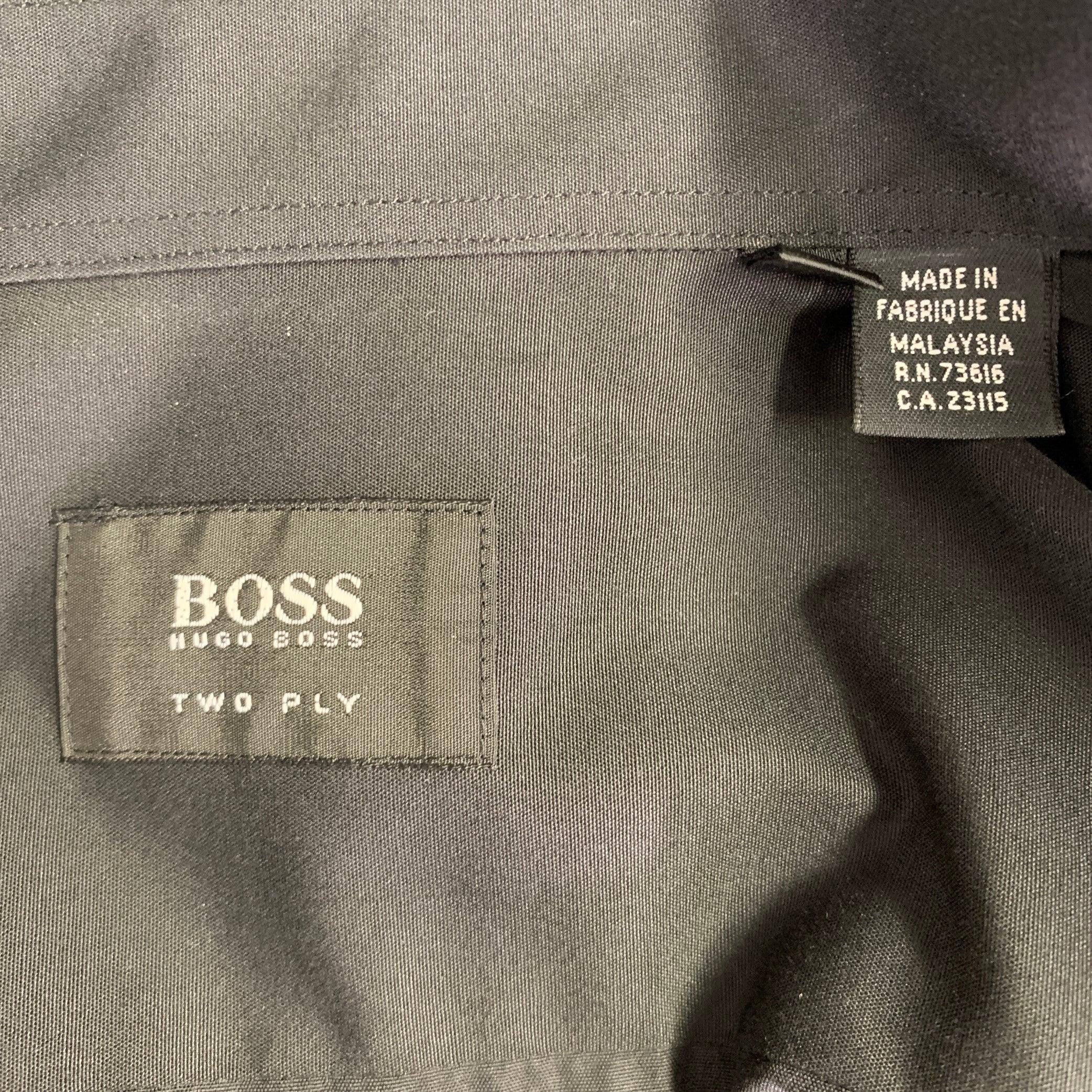 HUGO BOSS Size M Black Cotton Button Up Long Sleeve Shirt 1