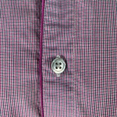 HUGO BOSS Size M Pink Blue & White Houndstooth Cotton Long Sleeve Shirt