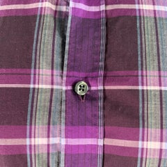 HUGO BOSS Size M Purple Grey Plaid Cotton Long Sleeve Shirt
