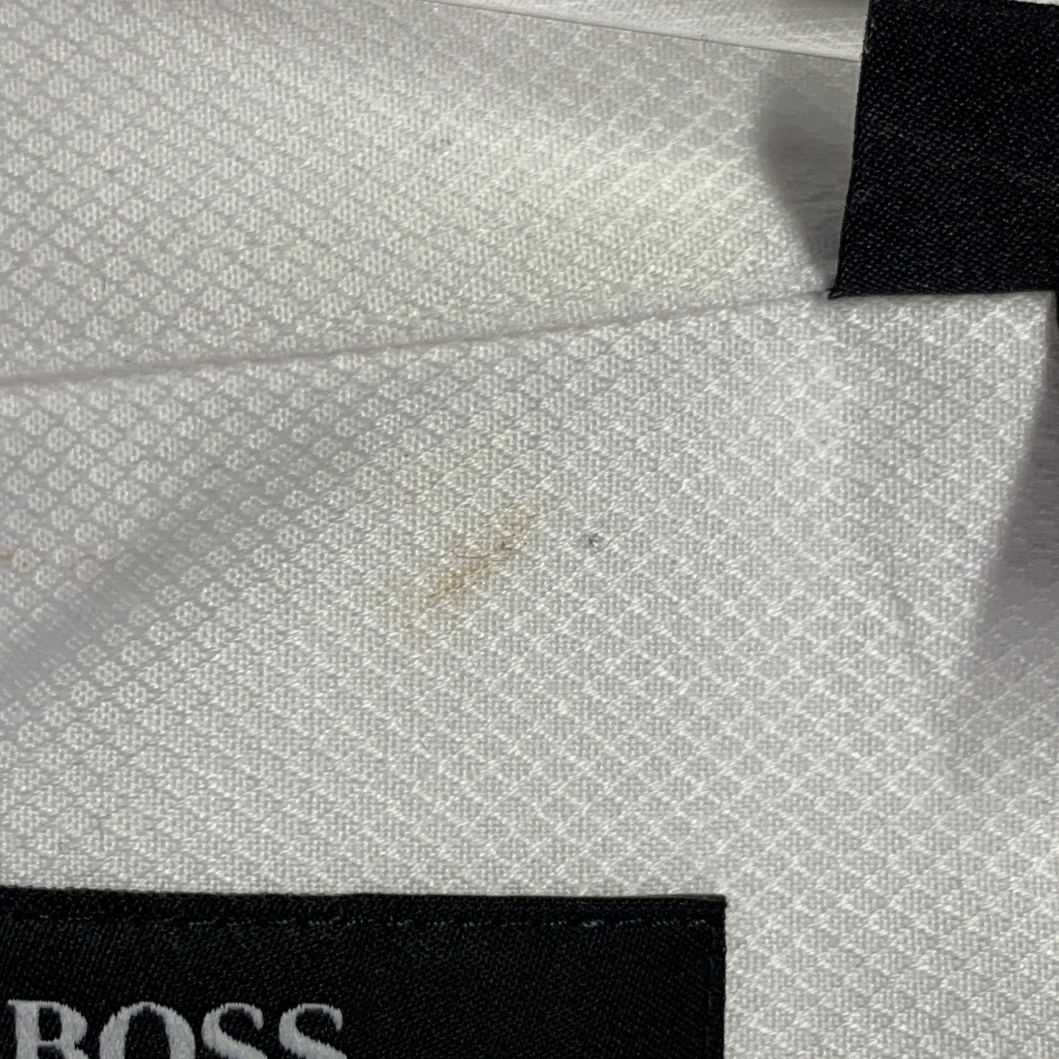 HUGO BOSS Size M White Textured Cotton Tuxedo French Cuffs Long Sleeve Shirt 2