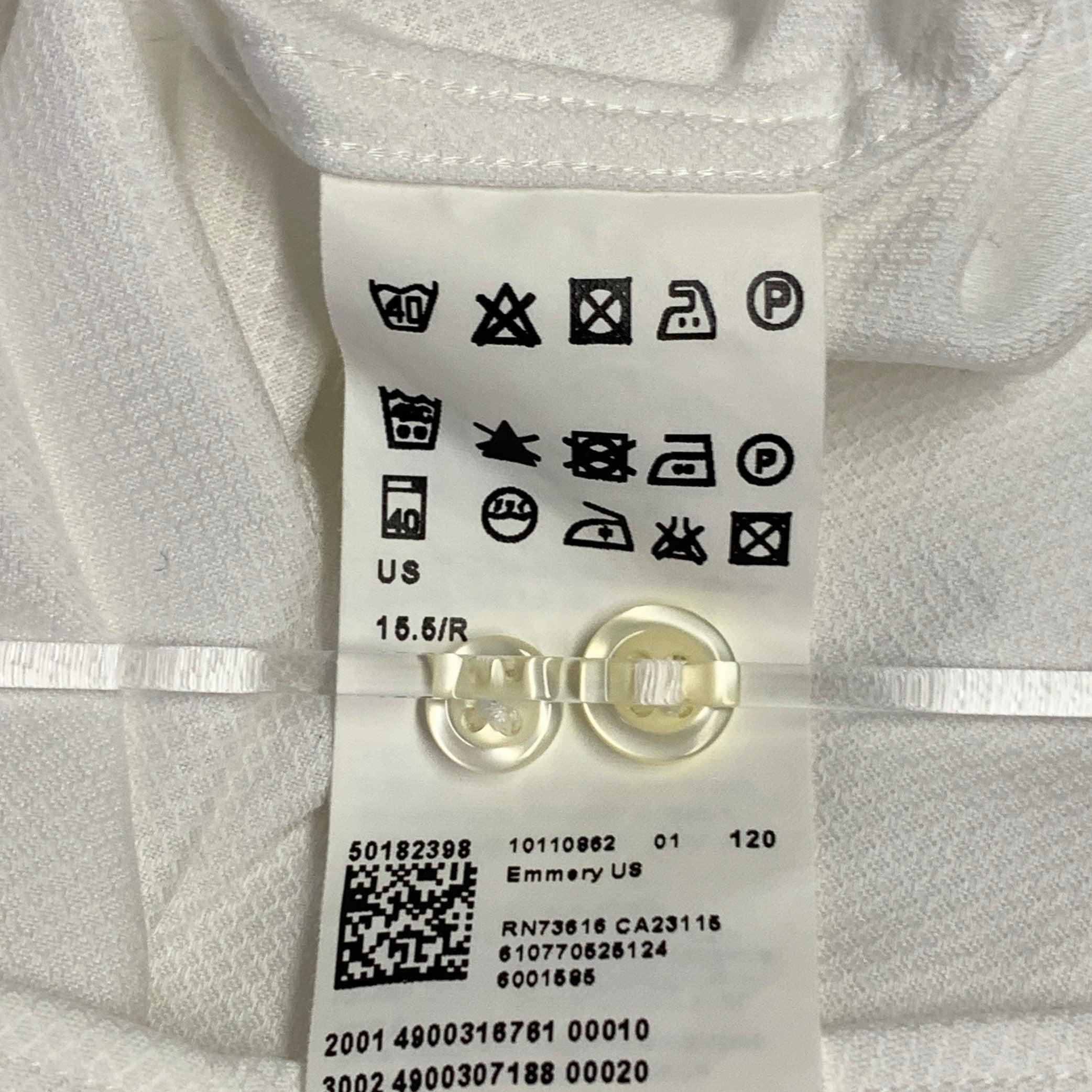 HUGO BOSS Size M White Textured Cotton Tuxedo French Cuffs Long Sleeve Shirt 3