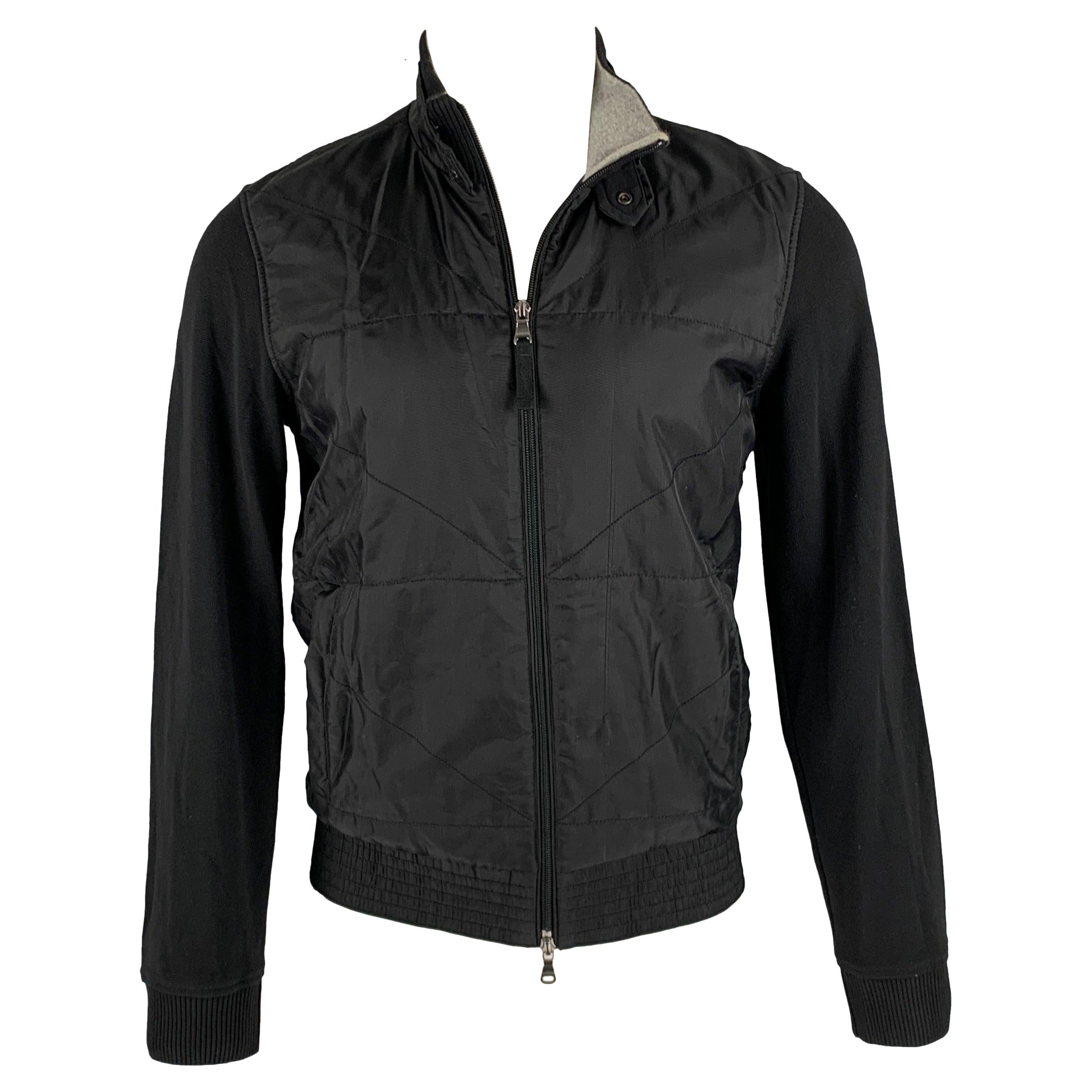 HUGO BOSS Talla S Negro Mezcla de Tejidos Chaqueta con Cremallera de Nylon y Algodón