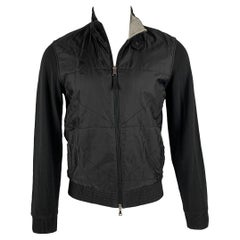 HUGO BOSS Talla S Negro Mezcla de Tejidos Chaqueta con Cremallera de Nylon y Algodón