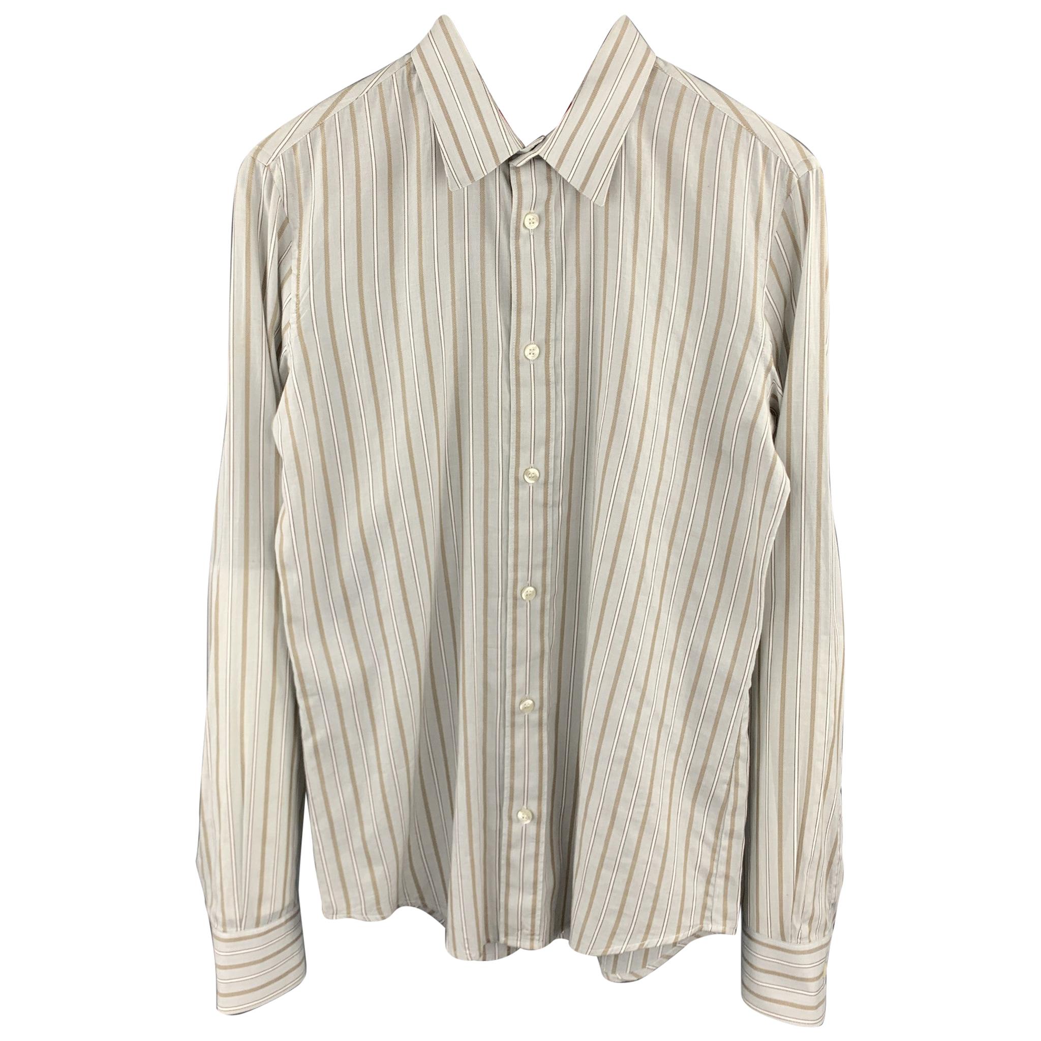 HUGO BOSS Size S Light Gray Stripe Cotton Button Up Long Sleeve Shirt