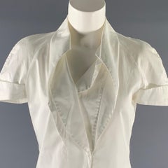 HUGO BOSS Size S White Elastane Blend Cap Sleeves Blouse