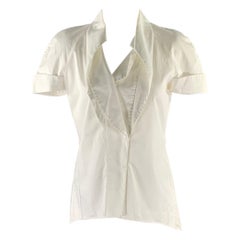 HUGO BOSS Size S White Elastane Blend Cap Sleeves Blouse