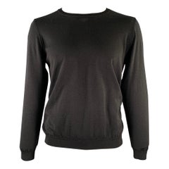 HUGO BOSS Size XL Black Knitted Wool Crew-Neck Pullover