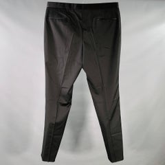 HUGO BOSS Size XL Black Virgin Wool Tuxedo Dress Pants