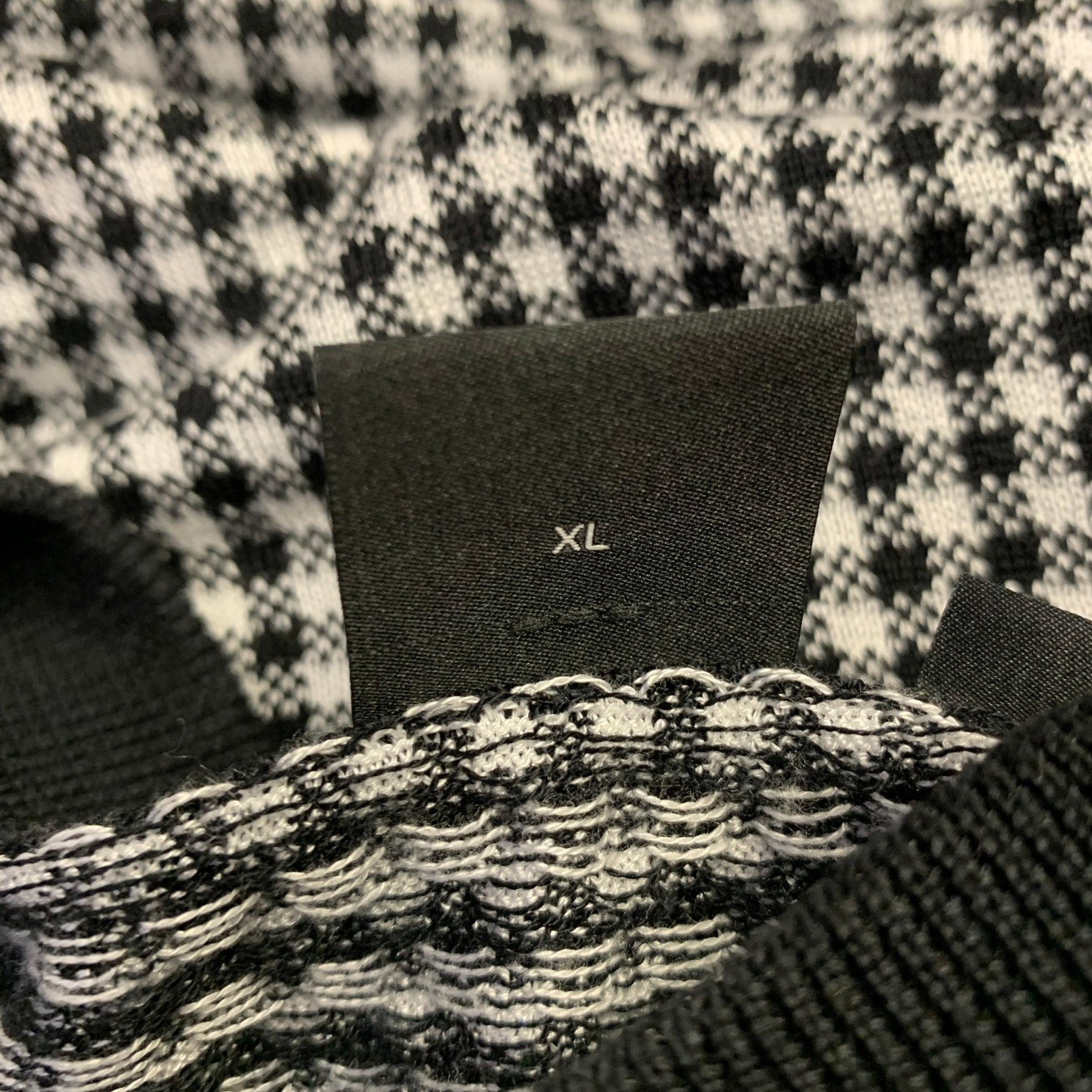 HUGO BOSS Size XL Black White Houndstooth Cotton Crew Neck Pullover For Sale 3
