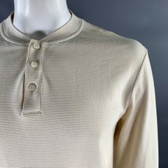 HUGO BOSS Size XL Cream Ribbed Cotton Henley Pullover