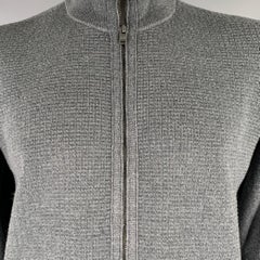 HUGO BOSS Size XL Grey Knit Merino Wool Zip Up Cardigan
