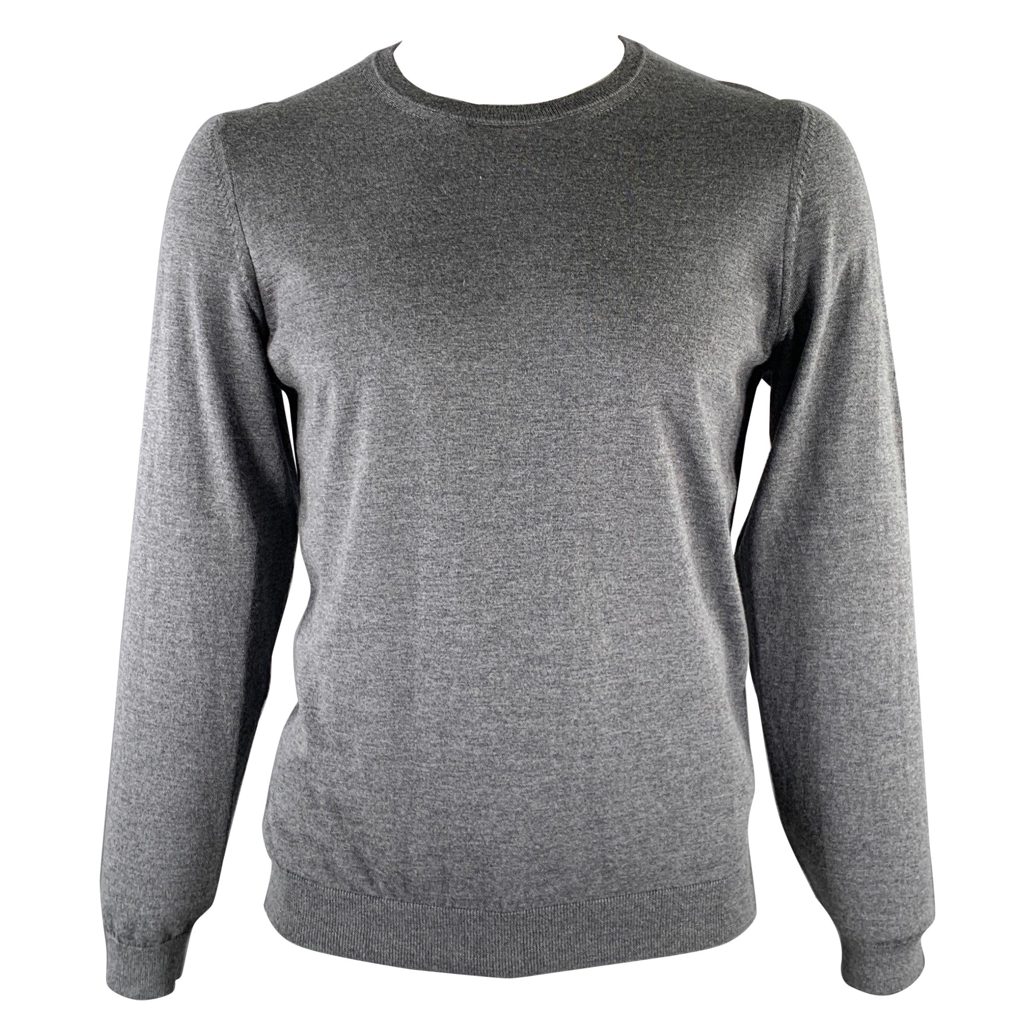 HUGO BOSS Größe XL Grau Strickpullover mit Rundhalsausschnitt aus Wolle