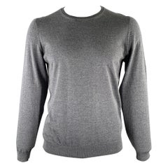HUGO BOSS Size XL Grey Knitted Wool Crew-Neck Pullover