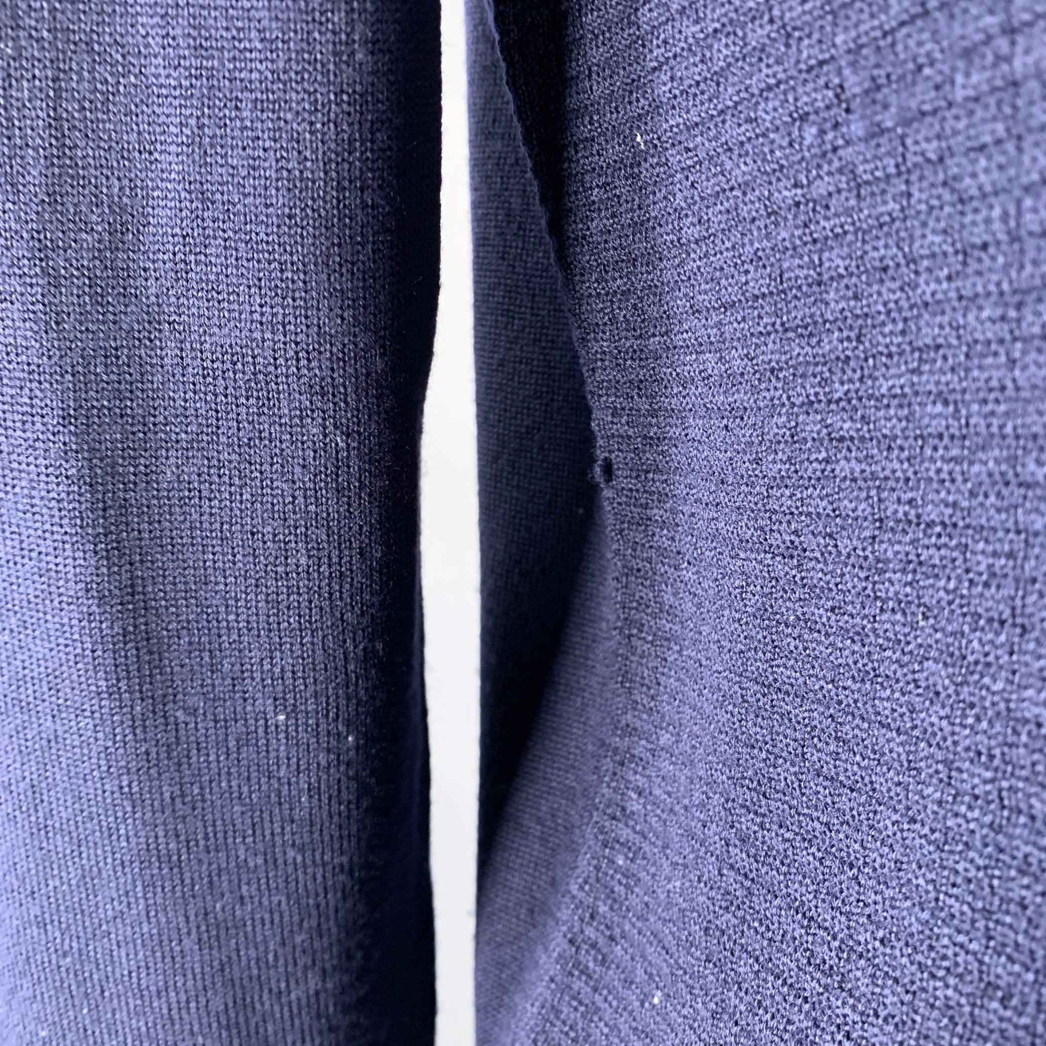 HUGO BOSS Size XL Navy Knit Wool Zip Up Cardigan In Good Condition For Sale In San Francisco, CA