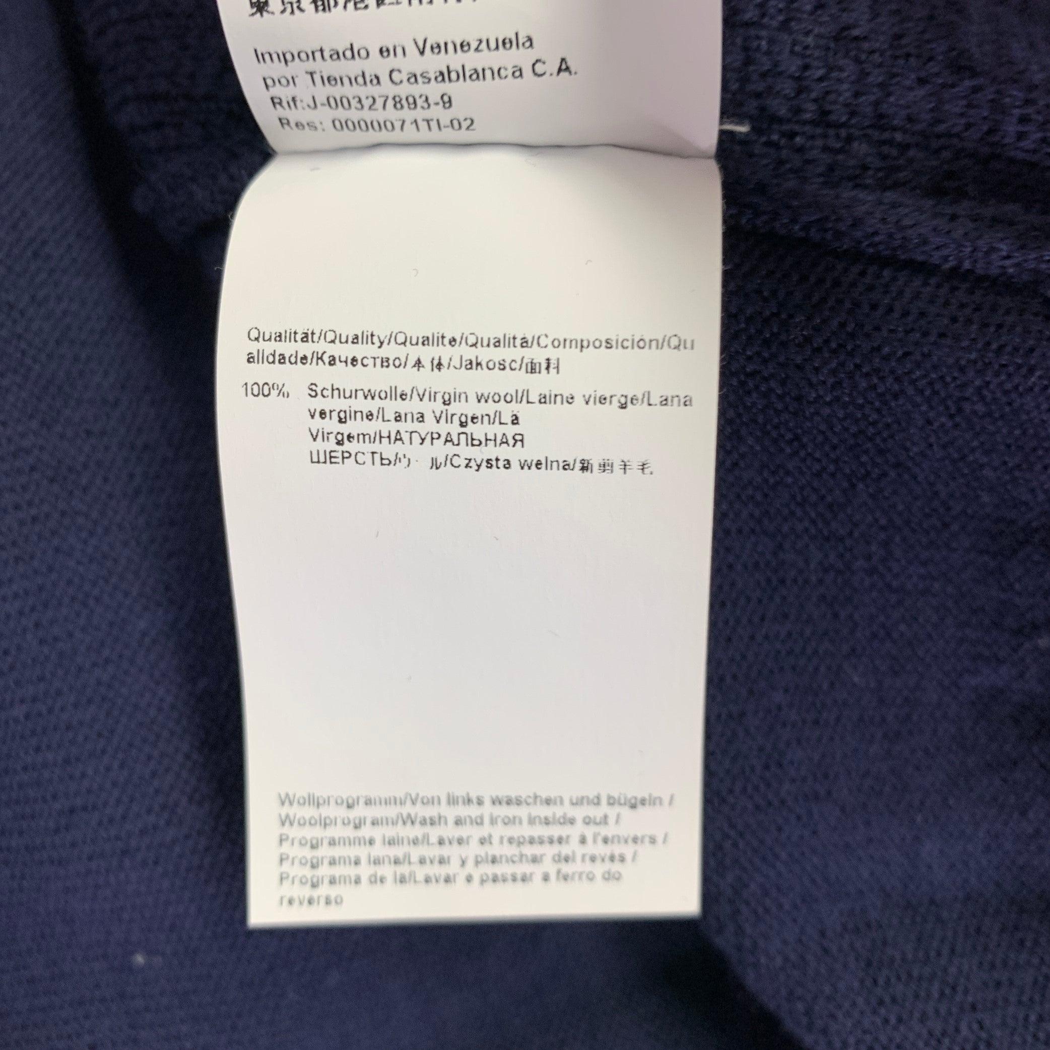 HUGO BOSS Size XL Navy Knit Wool Zip Up Cardigan For Sale 2