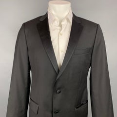 HUGO BOSS Super 120 Size 42 Regular Black Wool Notch Lapel Sport Coat