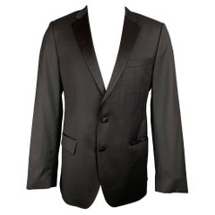HUGO BOSS Super 120 Talla 42 Regular Abrigo deportivo de lana negro con solapa de muesca