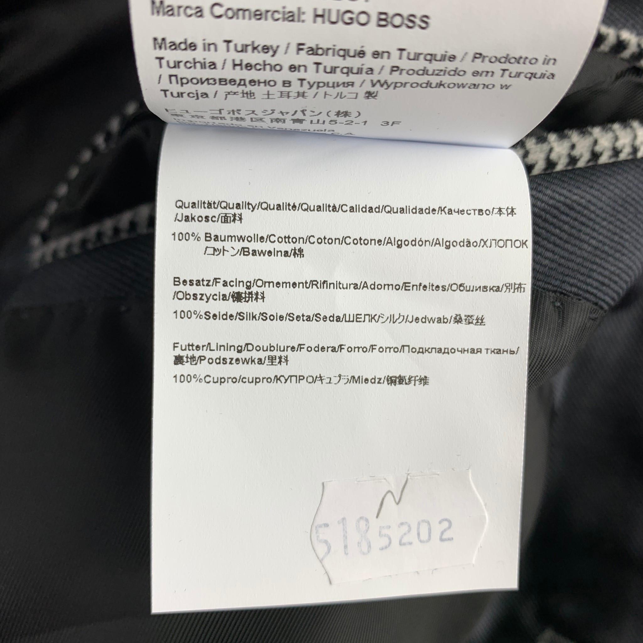Men's HUGO BOSS Tailored Size 42 Grey & Black Houndstooth Cotton Velvet Sport Coat