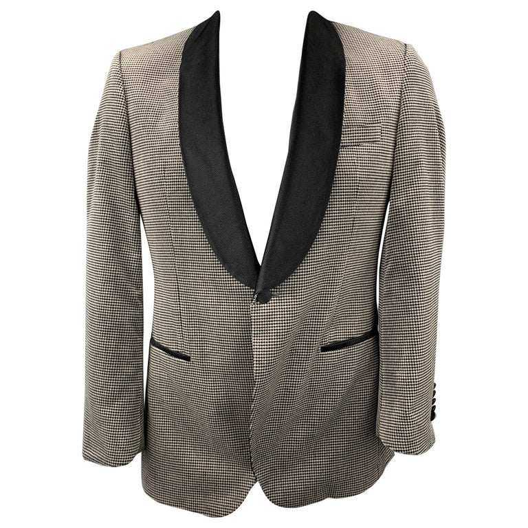 HUGO BOSS Tailored Size 42 Grey and Black Houndstooth Cotton Velvet Sport  Coat at 1stDibs