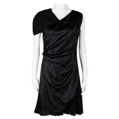 Hugo by Hugo Boss Black Silk Drape Detail Pleated Kareen Dress M