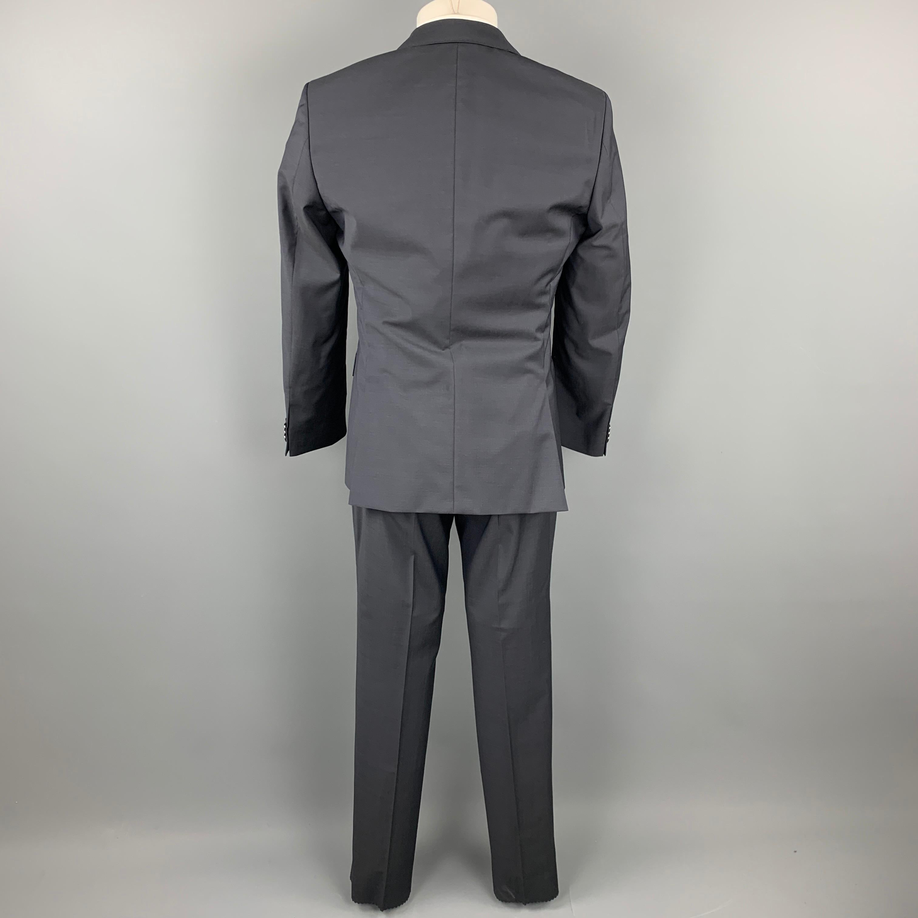 Black HUGO by HUGO BOSS Regular Size 36 Dark Blue Virgin Wool Single Breasted Suit