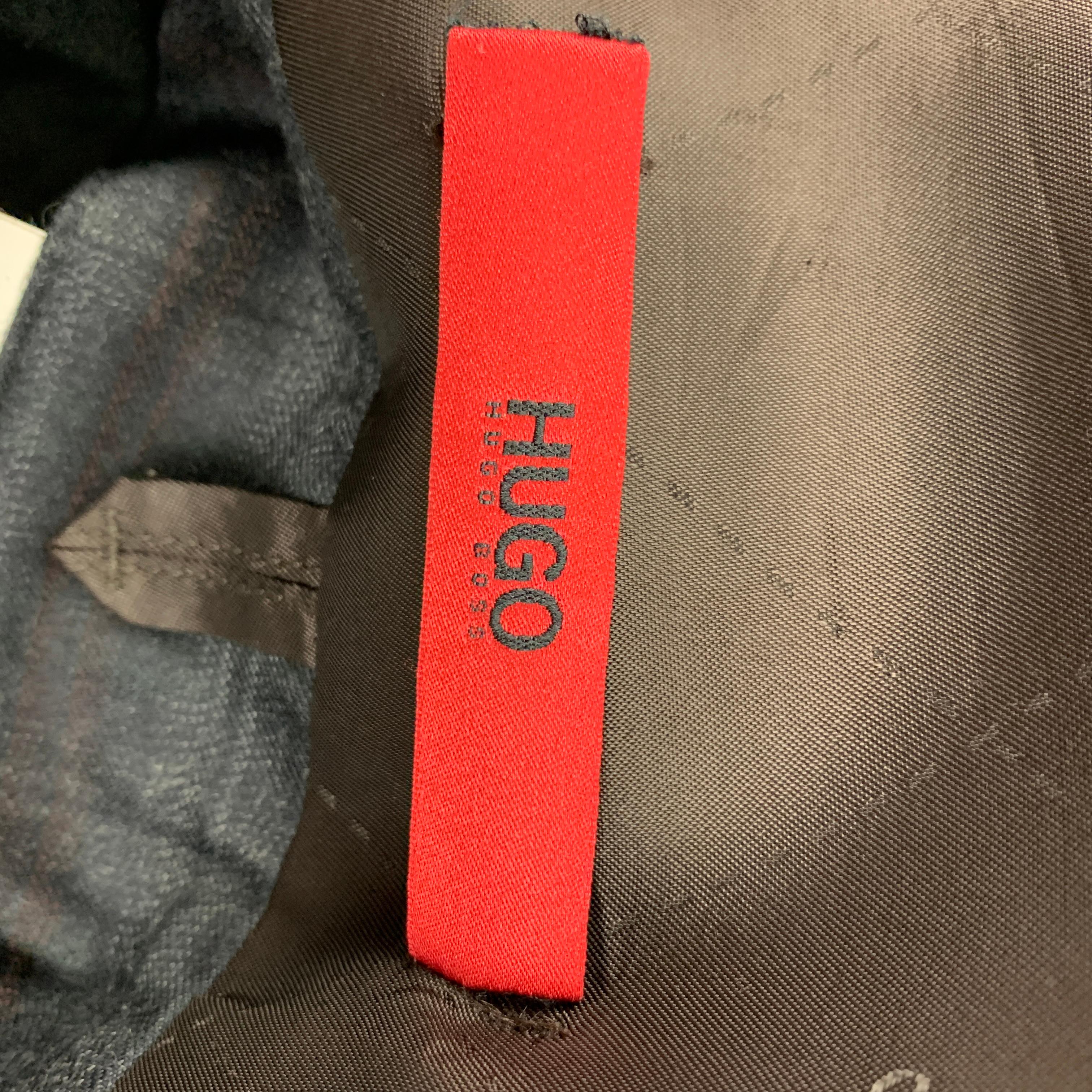 HUGO by HUGO BOSS Size 38 Grey Brown Plaid Virgin Wool Sport Coat 3