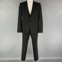 HUGO by HUGO BOSS Size 44 Black Virgin Wool Notch Lapel Suit