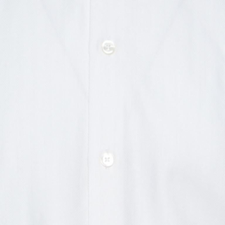 Hugo by Hugo Boss White Herringbone Long Sleeve Regular Fit Shirt S im Zustand „Gut“ im Angebot in Dubai, Al Qouz 2