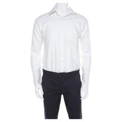 Hugo by Hugo Boss White Herringbone Long Sleeve Regular Fit Shirt S